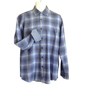 Tailorbyrd Blue Plaid Shirt Large